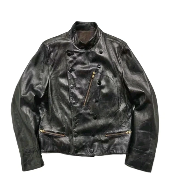 Vintage Agnes B Homme Paris Buttoned Leather Jacket