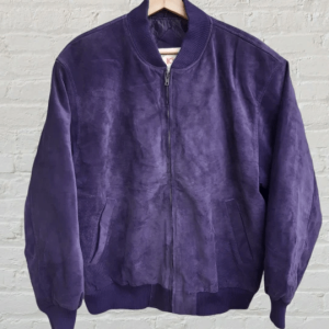 Vintage Bomber Purple Suede Leather Jacket