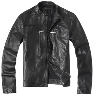 Vintage Casual Black Biker Leather Jacket