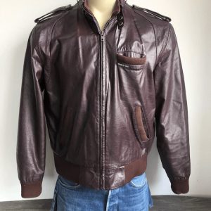 Vintage Members Only 80s Bikers Brown Leather Jacket