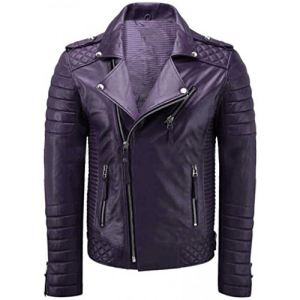 Vintage Stylish Purple Leather Jacket
