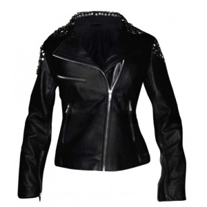 WWE Paige Nxt Black Studded Leather Ladies Jacket