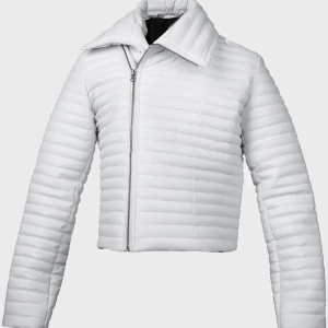 White Puffer Leather Jacket