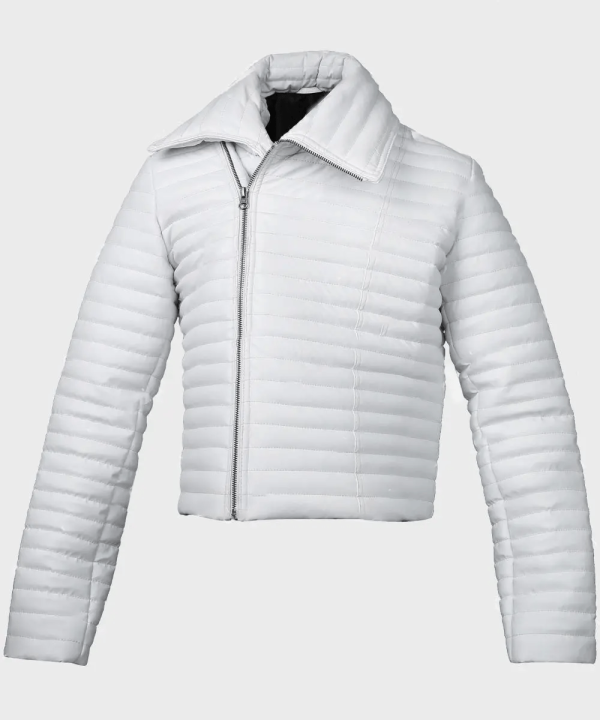 White Puffer Leather Jacket