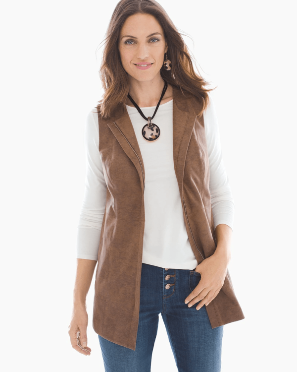 Women's Chico Edgy Brown Faux Leather Vest