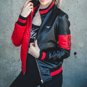 Harley 51 50 Bomber Black And Red Leather Jacket
