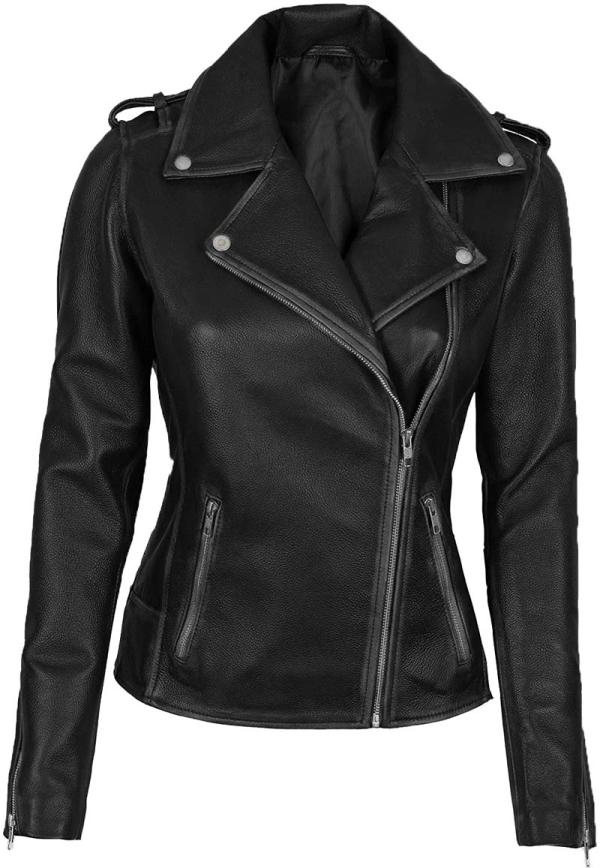 Women’s Petite Black Bikers Leather Jacket