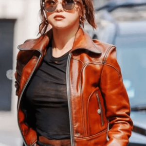 Women's Selena Gomez Bikers Brown Leather Jacket