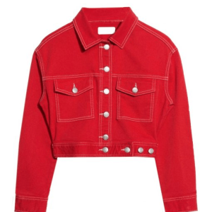 Women's Style Red Bikers Denim Jacket