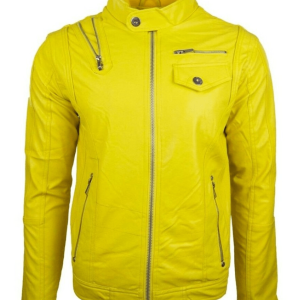 Yellow Motorbike Biker Leather Jacket
