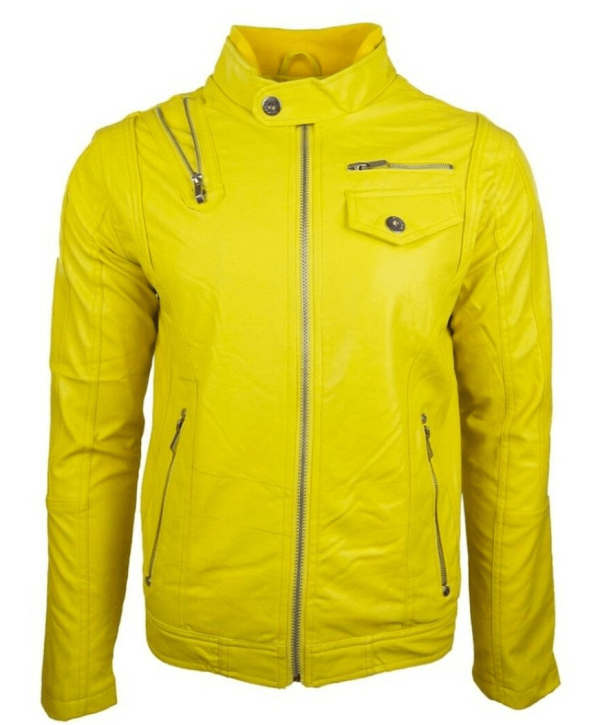 Yellow Motorbike Biker Leather Jacket