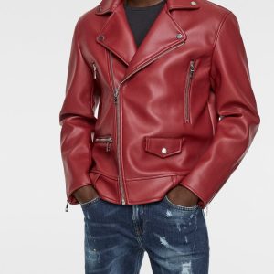 Zara Red Faux Leather Jacket