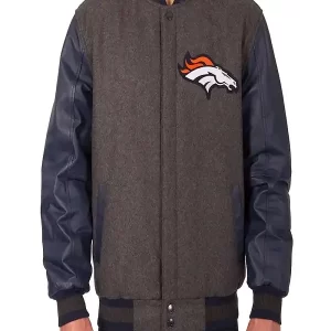 Navy Blue And Charcoal Denver Broncos Jacket