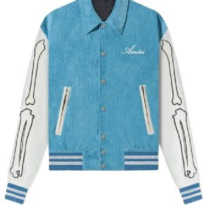 Bones Amiri Corduroy Blue Varsity Jacket