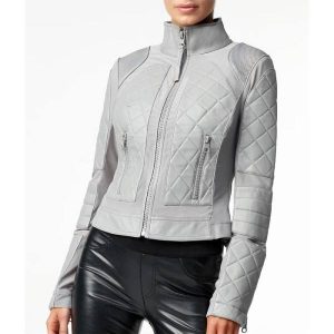 Dakota Kai WWE Pay-Per-View Gray Moto Leather Jacket