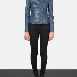 Flashback Blue Leather Biker Jacket