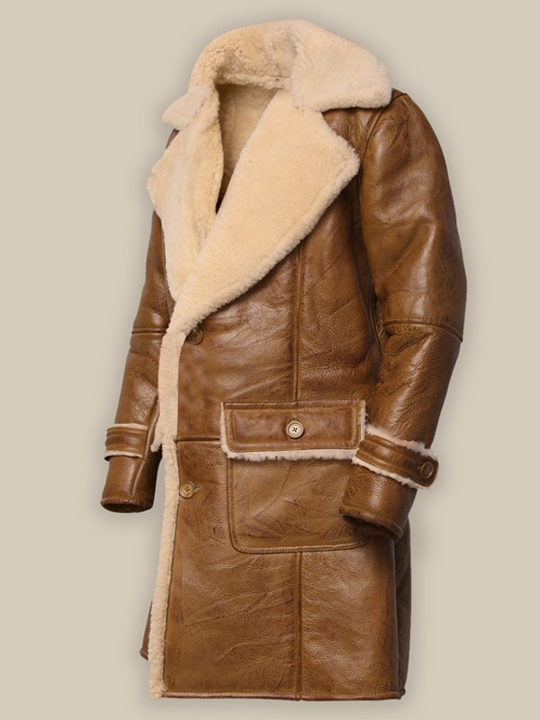 Men Brown Shearling Leather Coat