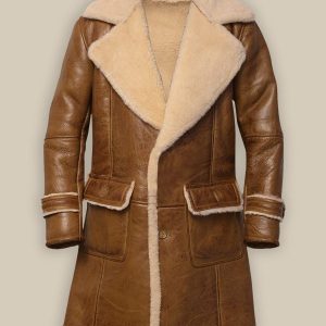 Men Brown Shearling Leather Coat