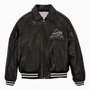 Men's Croc Embossed Classic Black Leather Jacket