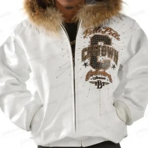 Pelle Pelle Chi Town Hooded Fur White Leather Jacket